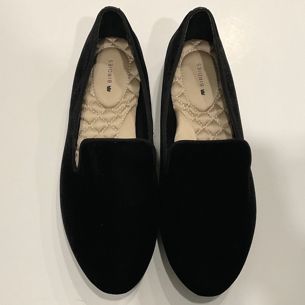 Birdies Black Velvet Loafers